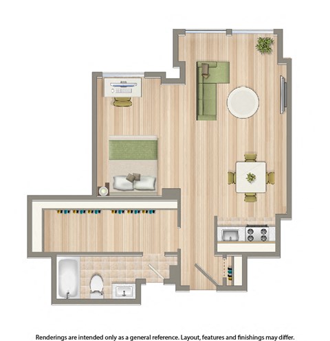Floor plan for studio, 1 bath, 450 sqft